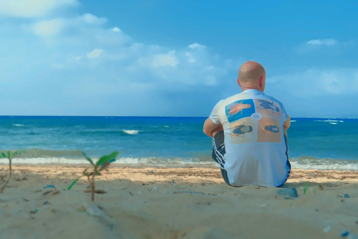 Andrew Gallimore, looking out to sea