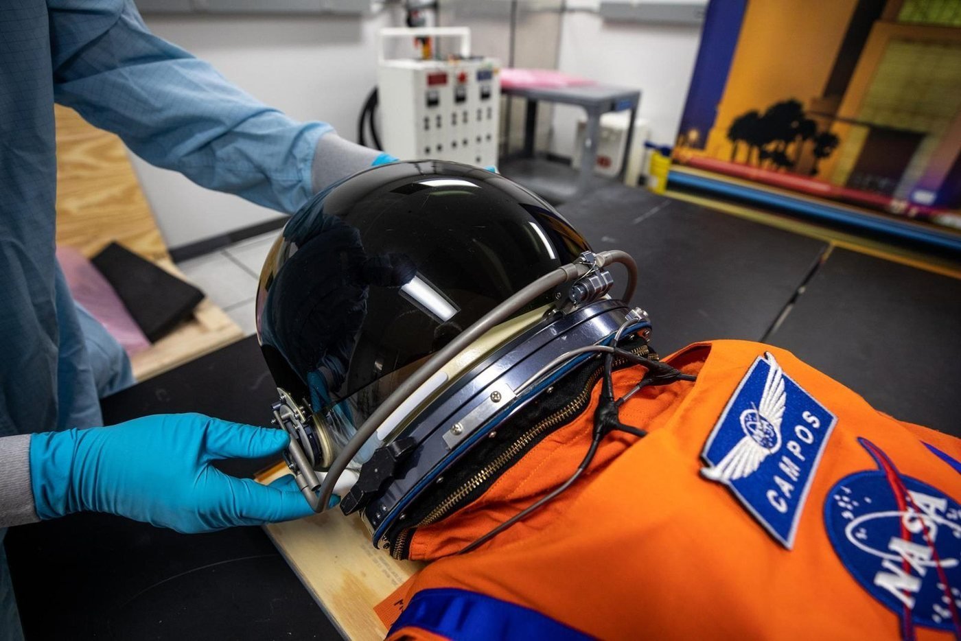 Commander Moonikin Campos, the mannequin in an orange flight suit named for Arturo Campos